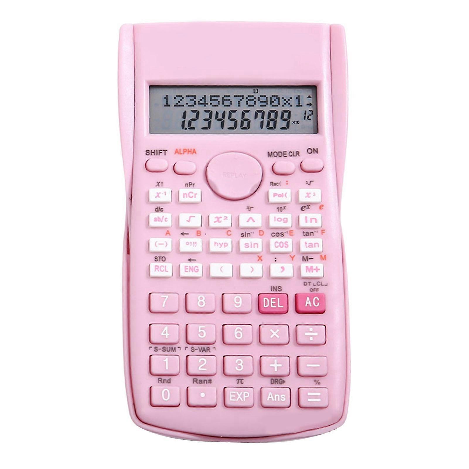 Scientific Calculator 12 Digits 240 Functions Multifunction Large Display Function Calculator with Sliding Hard Cover Sakura Pink