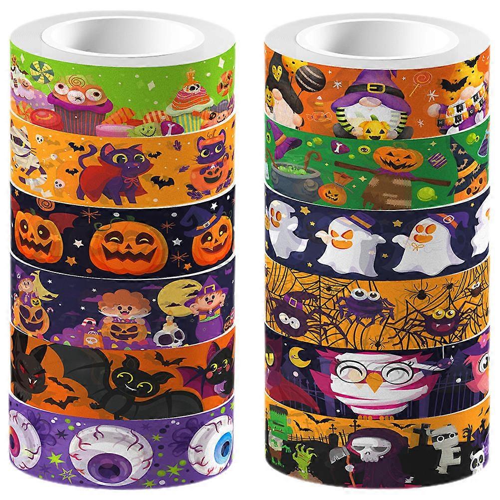 Decorative Printing Tape For Halloween Celebration And Crafting Activities 12 Rolls