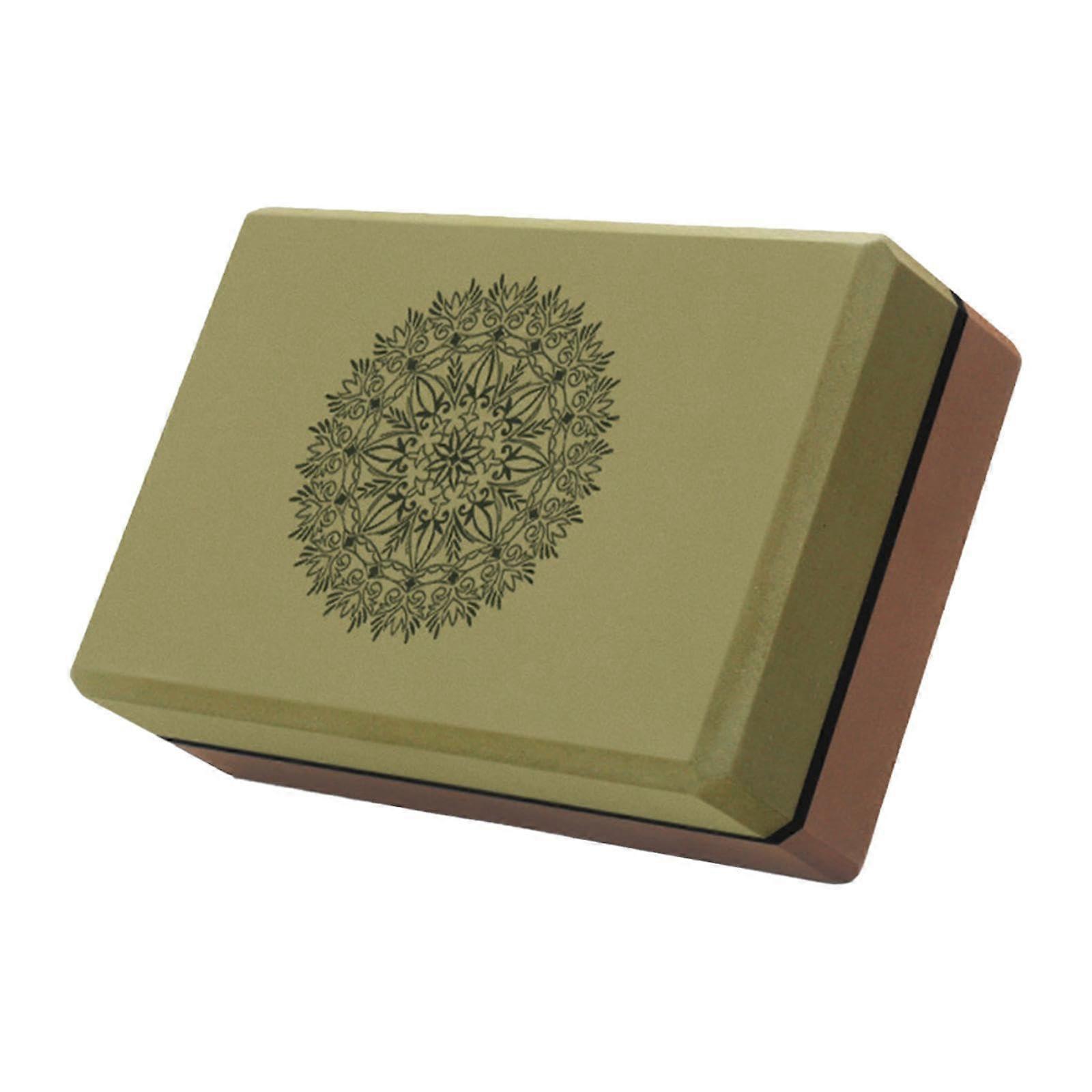 Yoga Block Exercise Stone Soft NonSlip Surface Supportive Yoga Prop for Pilates Squats Bodybuilding Meditation Training green and coffee