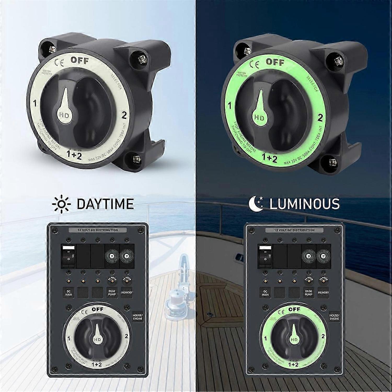 500A Battery Selector Switch, Waterproof Heavy Duty 4 Position Marine Battery Disconnect Switch, RV