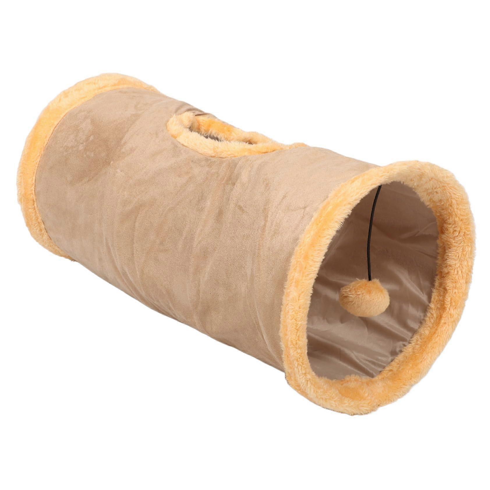 Cat Tunnel Cat Puzzle Hidden Interactive Cat Toy Kitten Tunnel Toy Funny Cat Play Tunnel Tube Toy for Cats Pet Tunnel Khaki Velvet