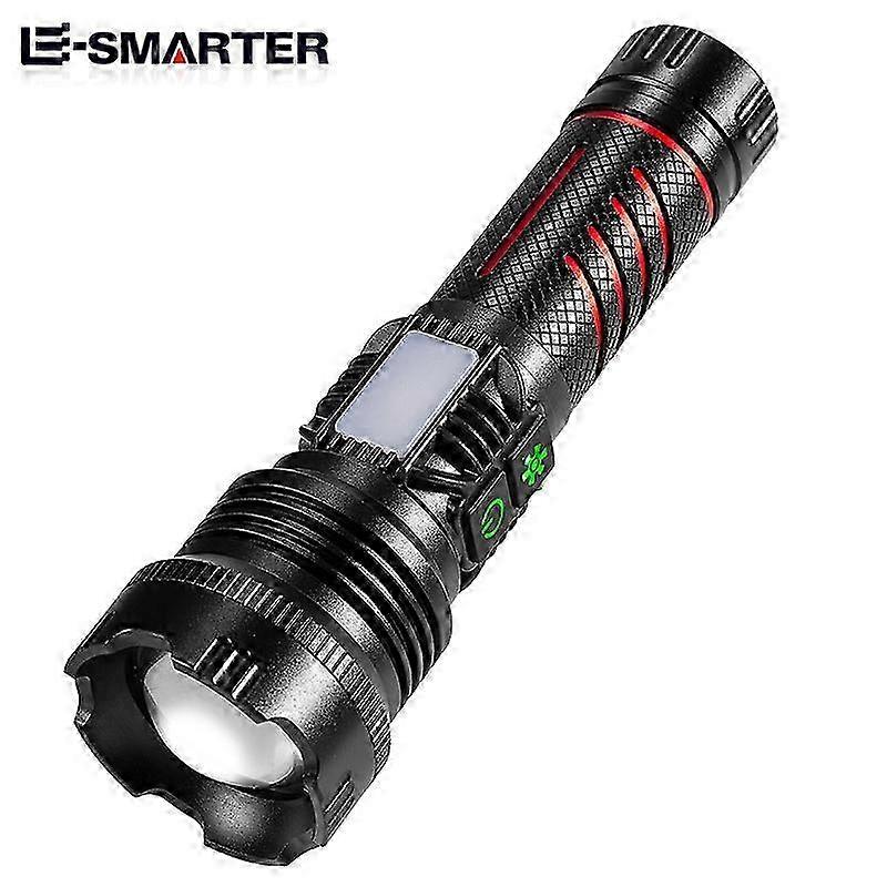 USB Rechargeable LED Flashlight with Double Side Lights and Zoomable Tactical Design