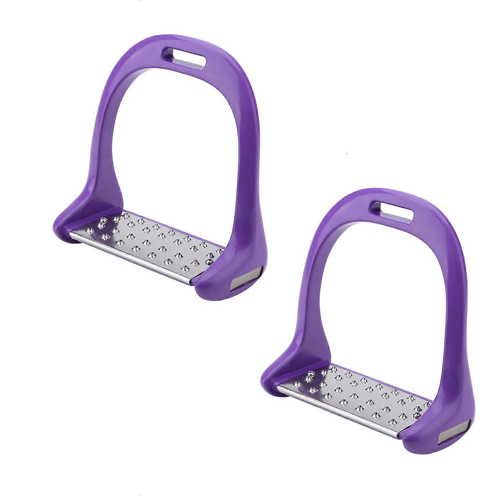 Horse Riding Stirrup Stainless Steel NonSlip Pad Equestrian Aluminum Saddle With Painting Purple