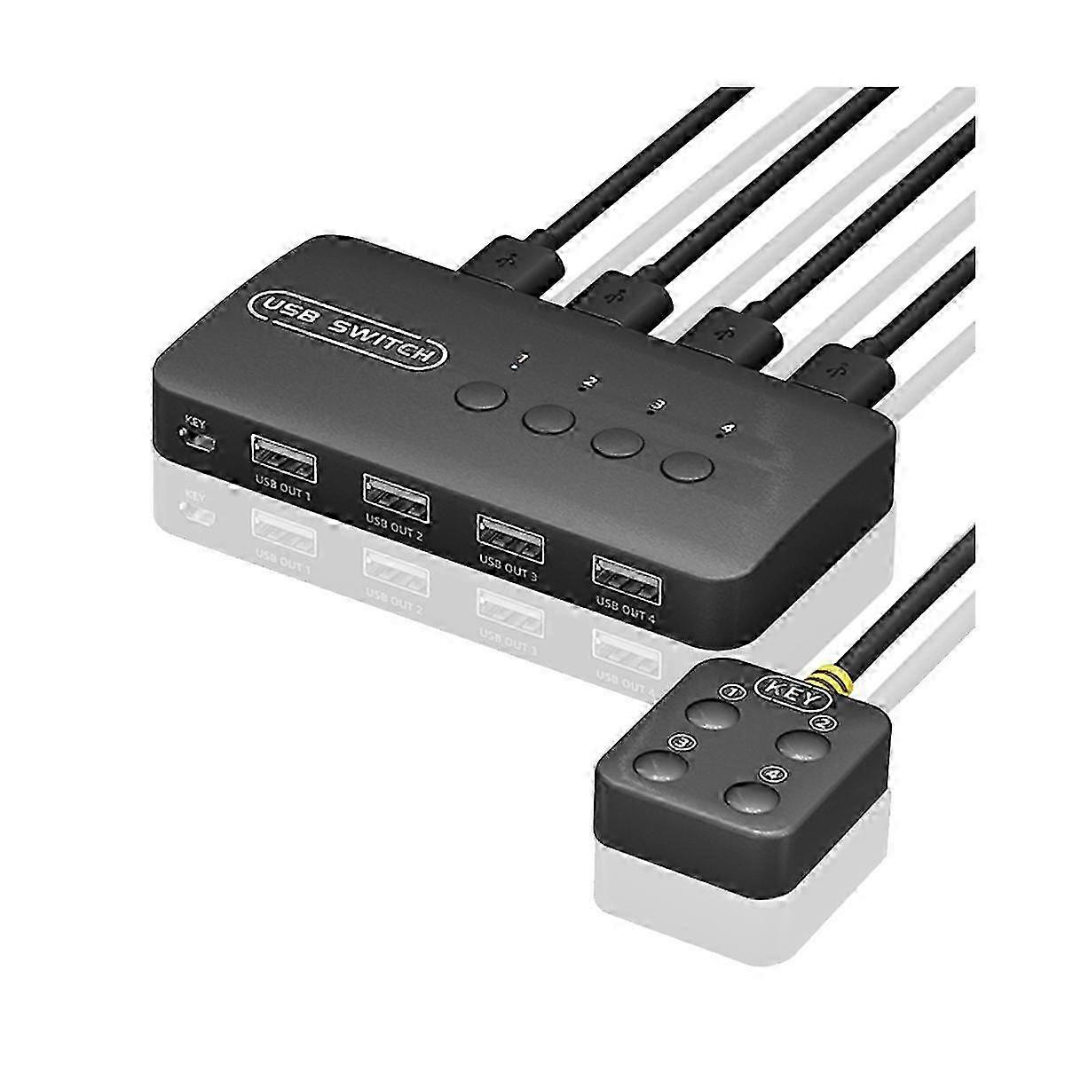 KVM Switch Shared Controller Adapter with 4 Inputs and 4 Outputs for Computers and Peripherals