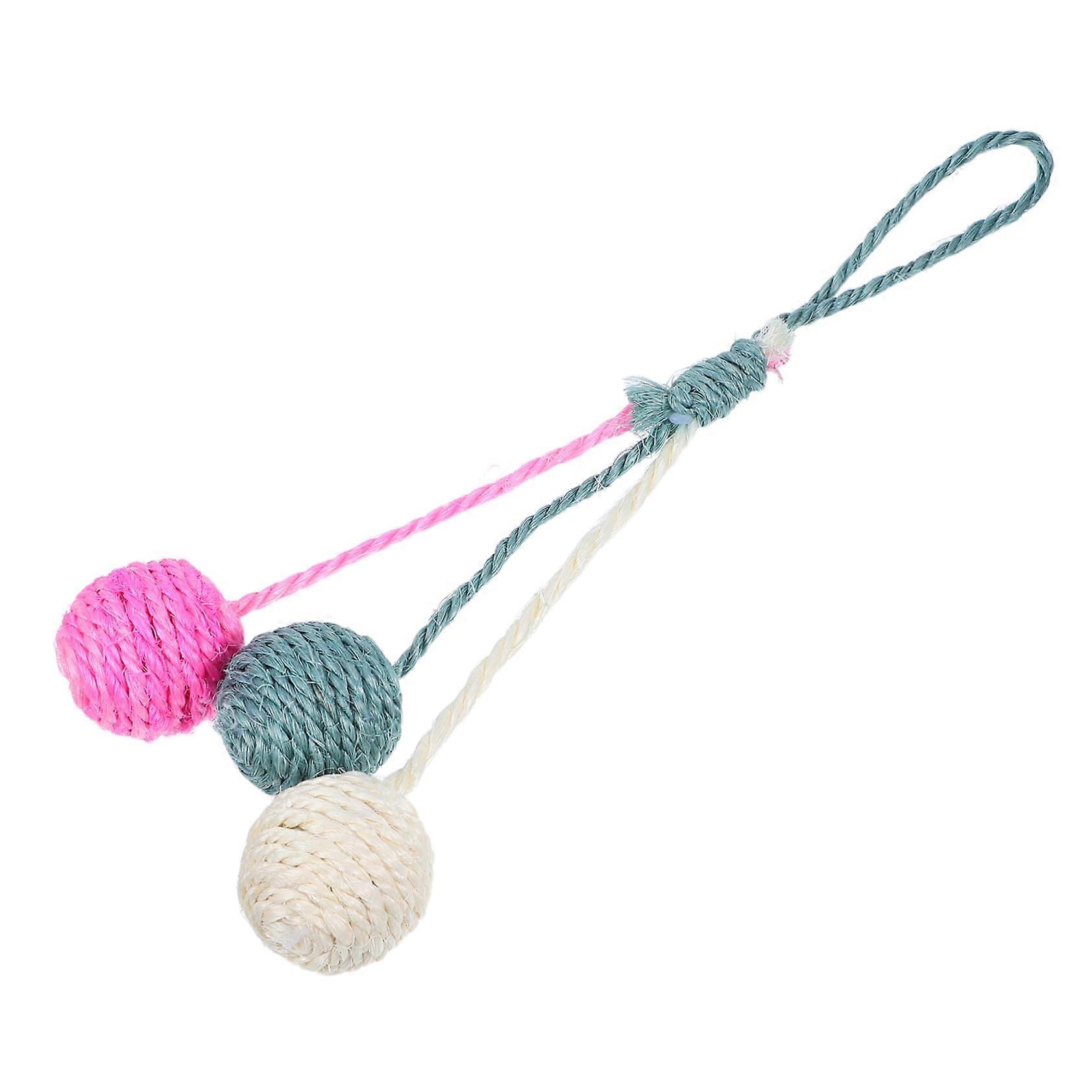 Hanging Cat Ball Sisal Durable - Interactive Training And Chase Toy For Small Pets - Promotes Exercise And Play
