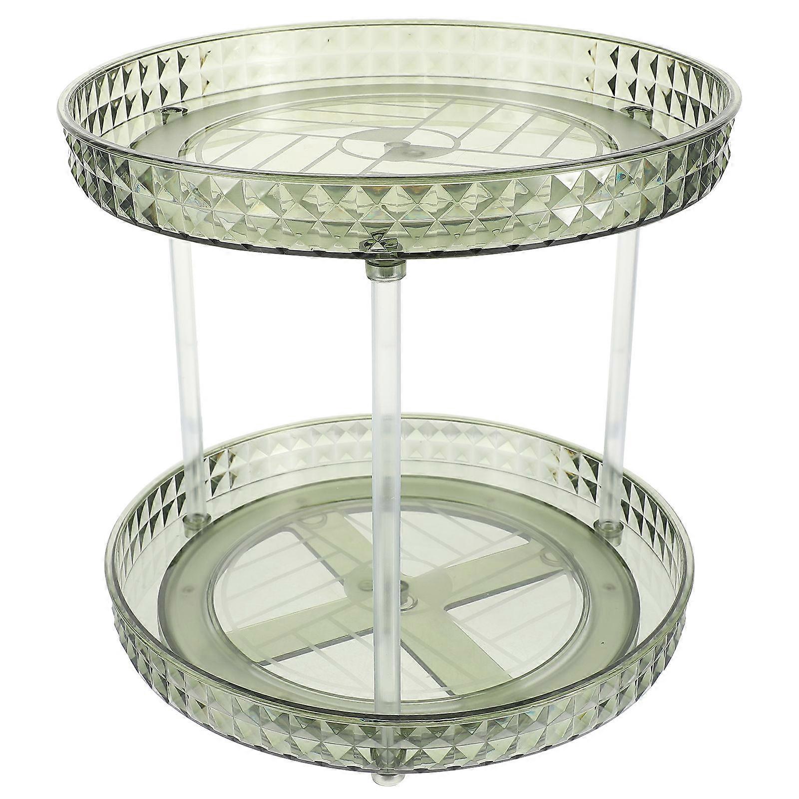 Vanity Organizer Rotating Makeup Organizer 2 Tier Skincare Make Up Storage Rack Dressing Table Use Green Color 360 Degree Rotation 1Set