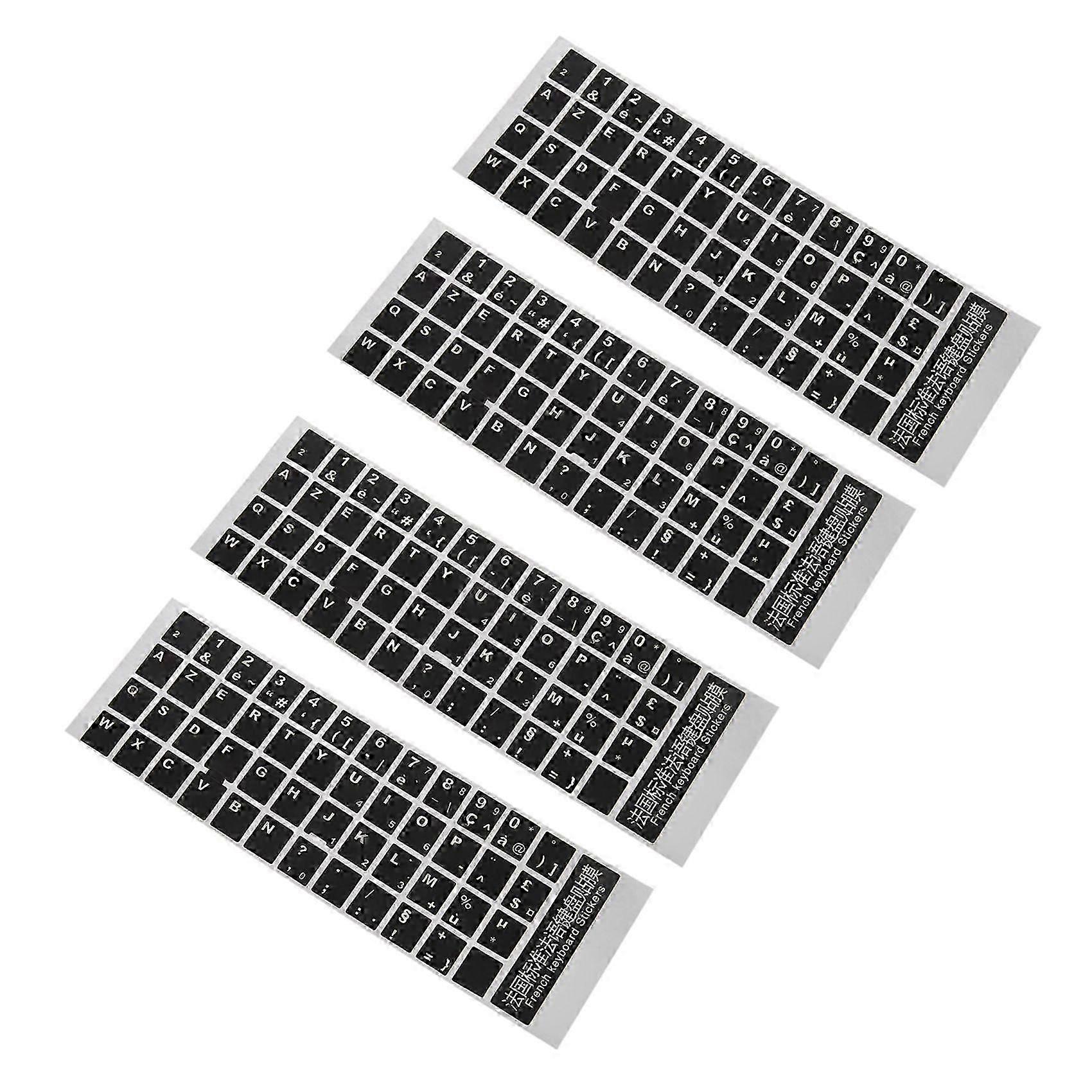 4x bílá písmena francouzská Azerty klávesnice samolepka kryt černá pro notebook PC