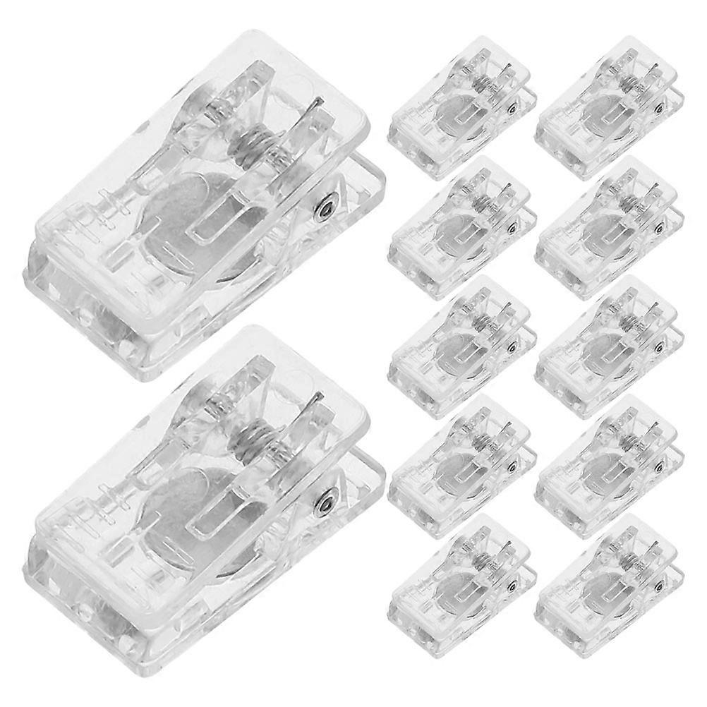 Magnet Clips for Fridge Transparent Rectangular Shape ABS Steel Material for Home School Office Displaying 12Pcs