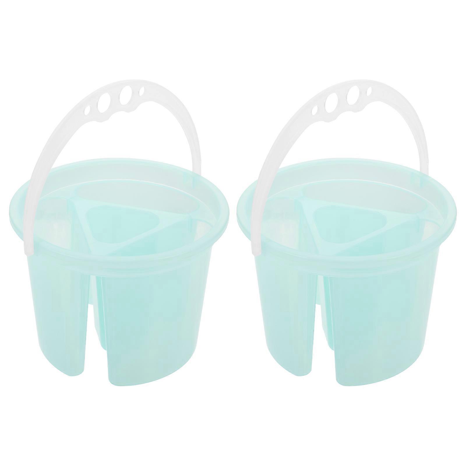 Plastic Artist Brush Basin for Washing and Mixing Ideal for Storage Use Green with Handle 2Pcs