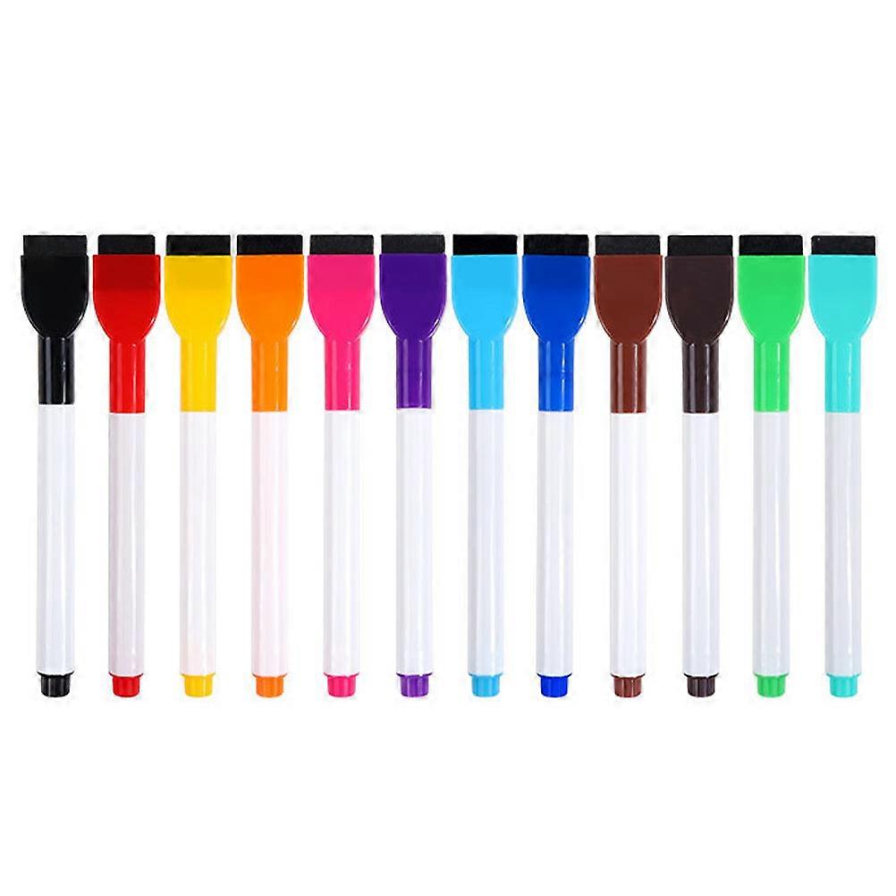 Smooth Writing Whiteboard Pen Classroom Use Cylindrical Shape No Ink Leakage 12Pcs