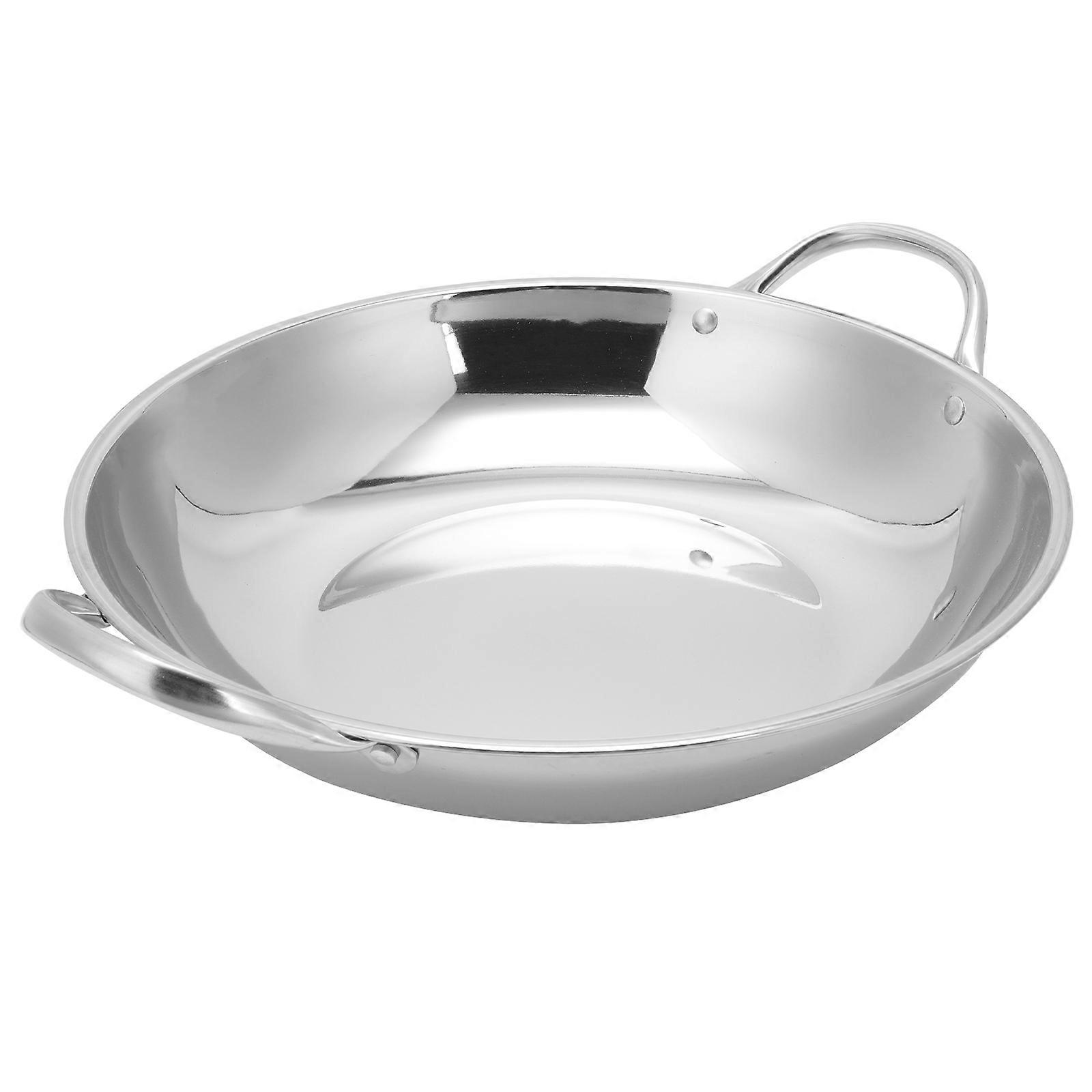 Stainless Steel Double Handle Seafood Pot, Thickened Non Magnetic Flat Bottom Hot Pot for Induction Cooker, Gas Stove, Home, Kitchen, Camping,