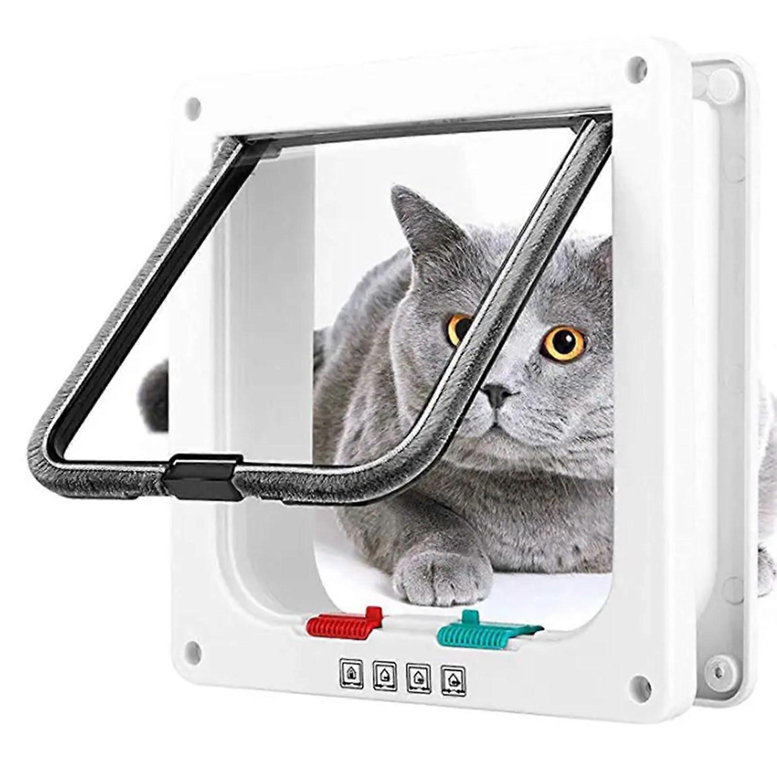 Cat Flap for Windows with 4-Way Lock, Thin Cat Door for Sliding Doors, Small Dog Door and Pet Flap, Safety Pet Access (S)