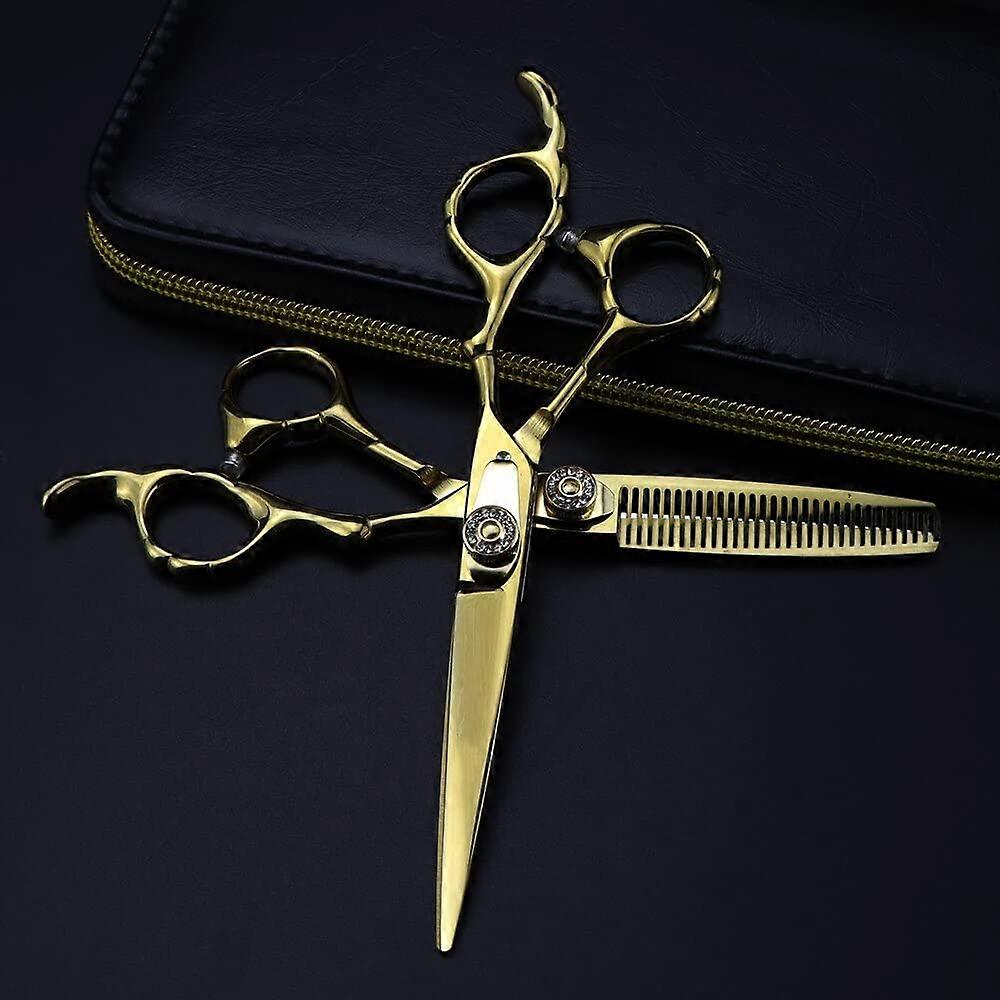Zoll Professional 440c Gemstone Scissors Gold Hair Cutting Scissors for Hairstylist Haircut Thinning Scissors Barber Scissors