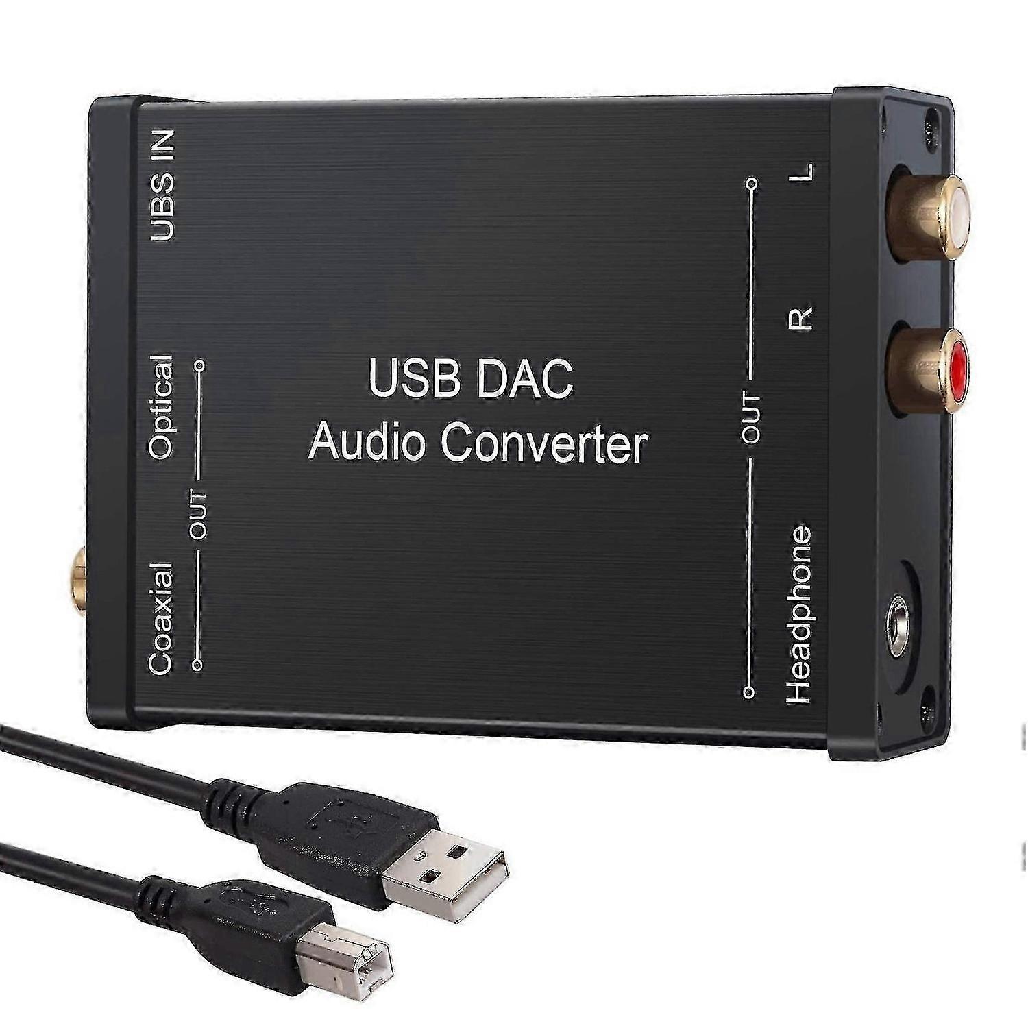USB to SPDIF Coaxial RCA and 3.5mm Headphone Jack Converter USB DAC Optical o Adapter USB DAC PCM for Windows Mac js
