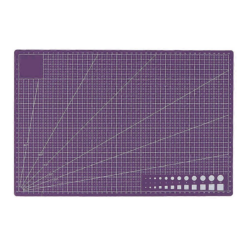 A3 Double Side PVC Cutting Mat Board Self Healing Grid Lines Craft Tool Stationary(Purple)