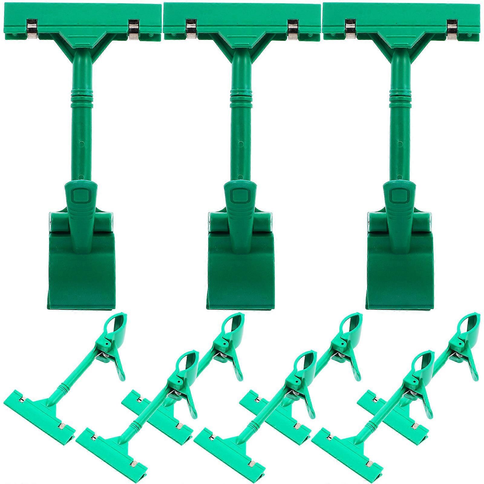 Label Holder T Shaped Double Clips Plastic Sign Clips For Tag Label Sign Display Green 10Pcs