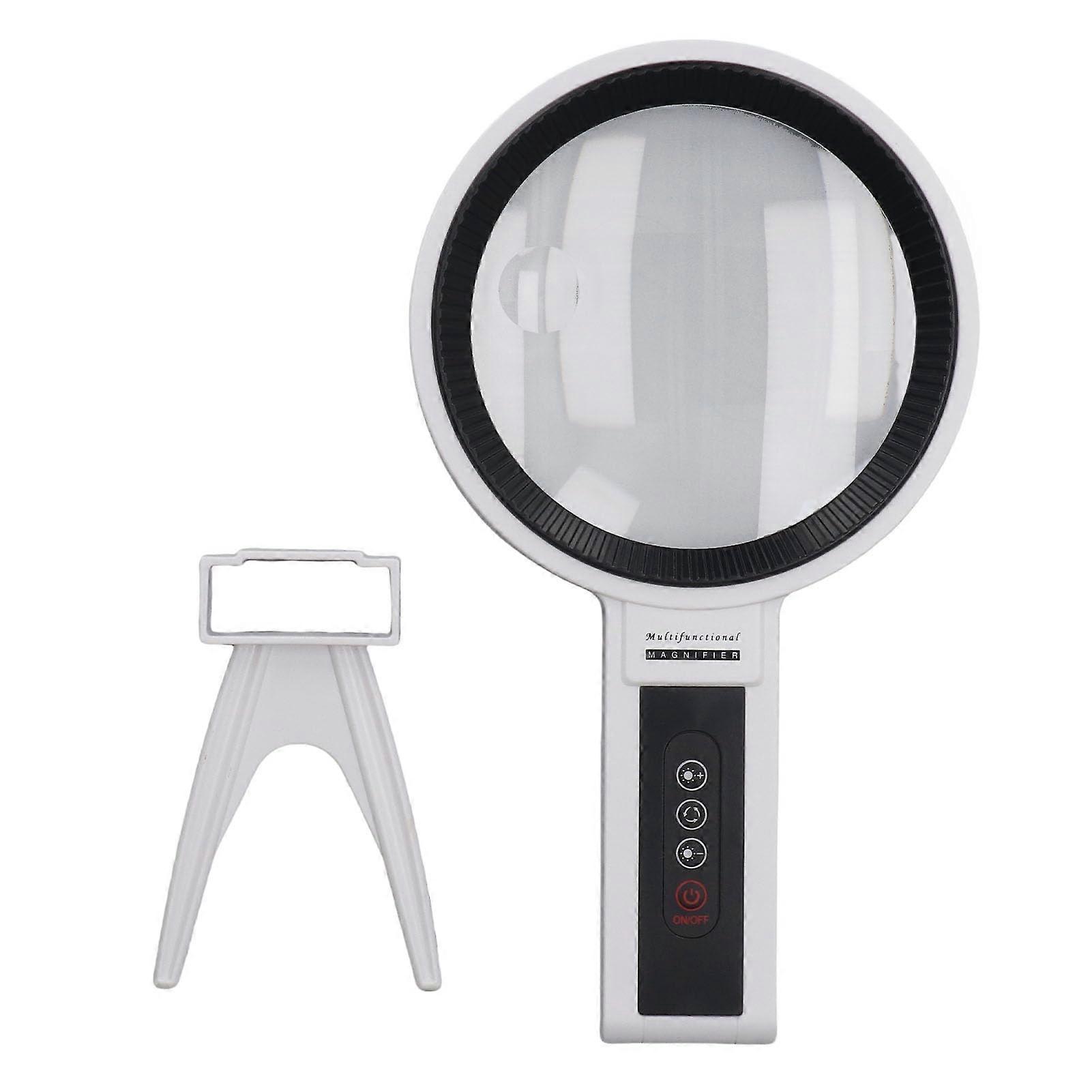 34 LED Illuminated Magnifying Glass, 2.5X/4.5X Handheld Magnifier with 10 Brightness Levels for Reading, Crafts, Inspection