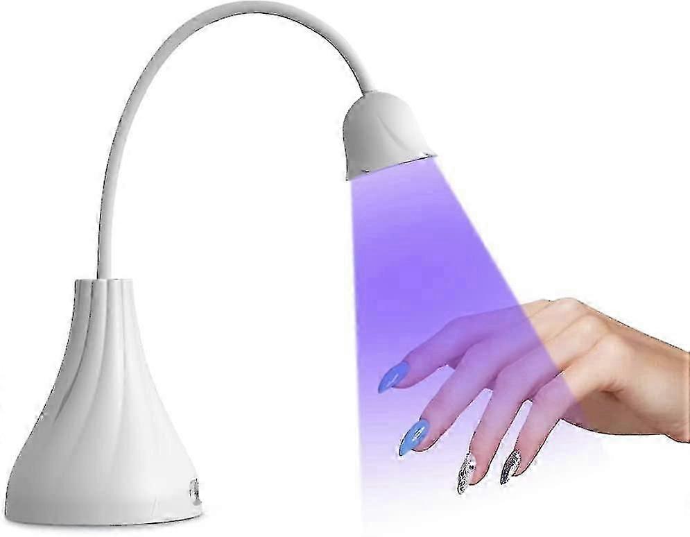 Led Uv Nail Lamp, Mini Lotus Hands Free Light Rotatable Nail Dryer Quick Dry Nail Polish Curing Lamp Gooseneck Flash Cure Light