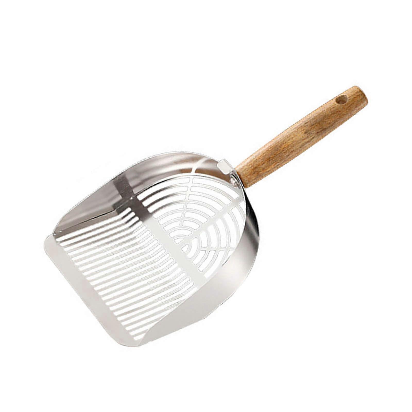 Stainless Steel Pet Litter Scoops with Rusts Resistant Wood Handle for Easy Waste Removal and Efficient Ref: 5965
