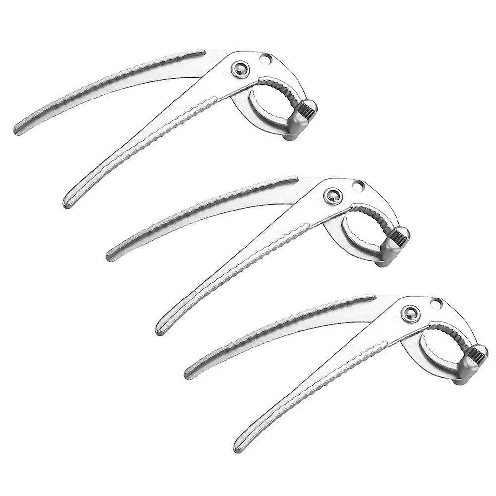Silver Aluminium Alloy Antiscalding Bowl Gripper for Kitchen Use with Strong Handle and Ergonomic Design 3pcs