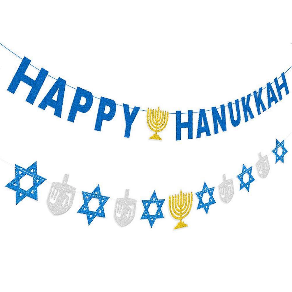 Hanukkah Party Banner Decorative Wreath for Interior Decoration Assorted Color 2pcs
