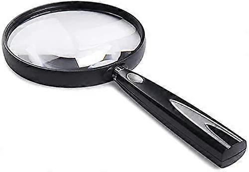Lupe Handheld Magnifier HD Glass Lens, portable, comfortable for reading, map, stamps. Black, 4X.