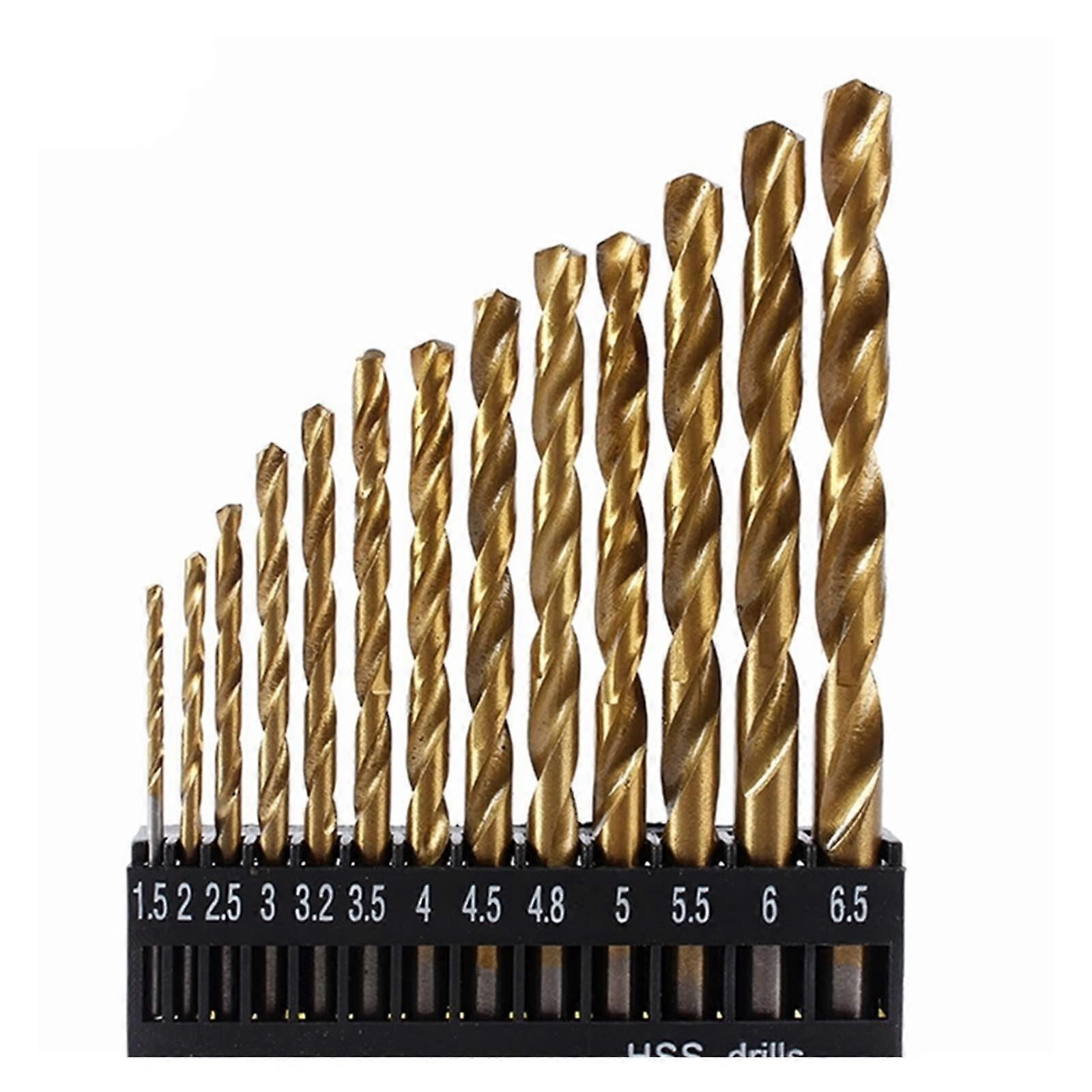 13Piece HSS Spiral Drill Bit Set M35 Cobalt 1.5–6.5 mm Round Shank