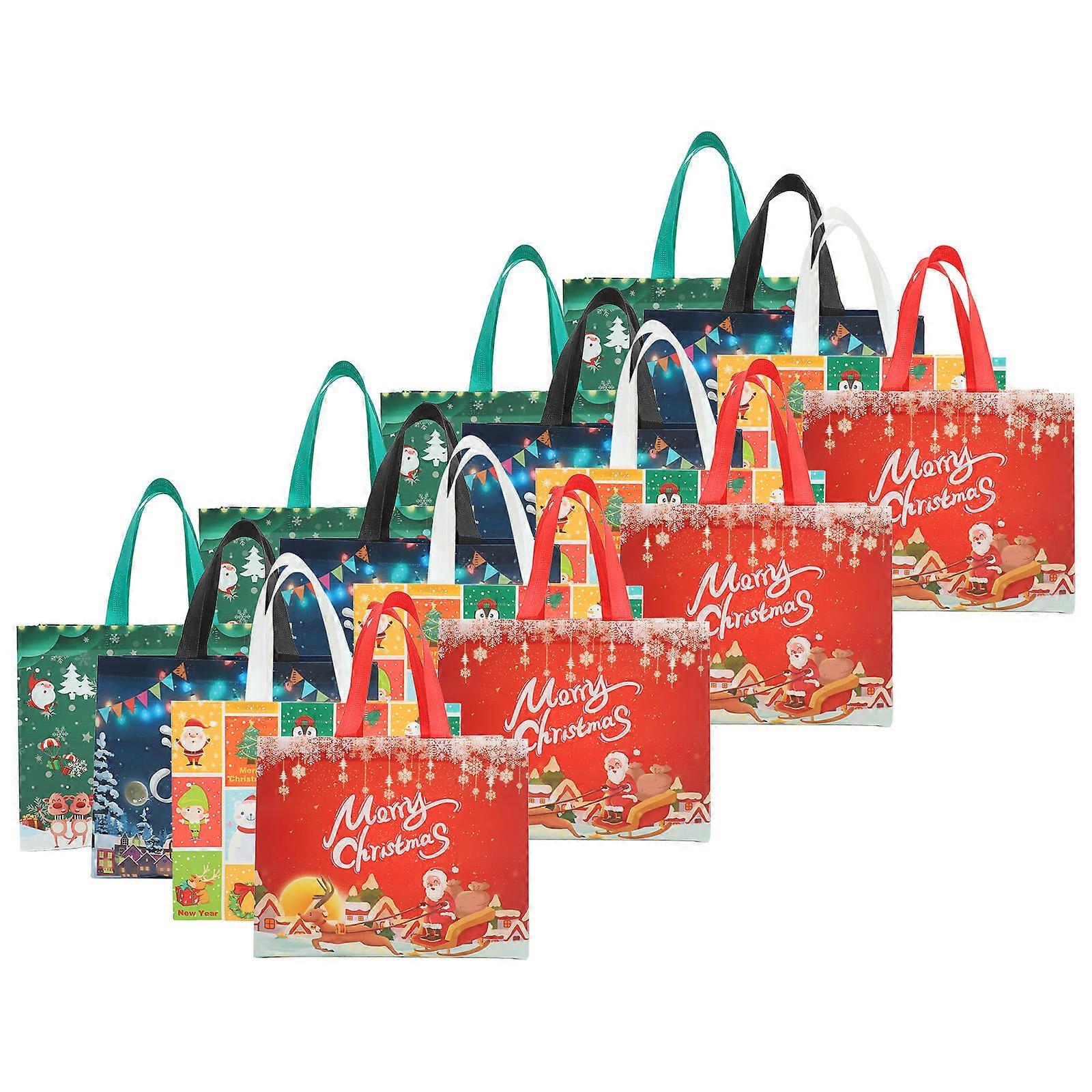 Grocery Tote Rectangular Reusable Bags For Shopping Christmas Wrapping Pouches Assorted Color 16Pcs
