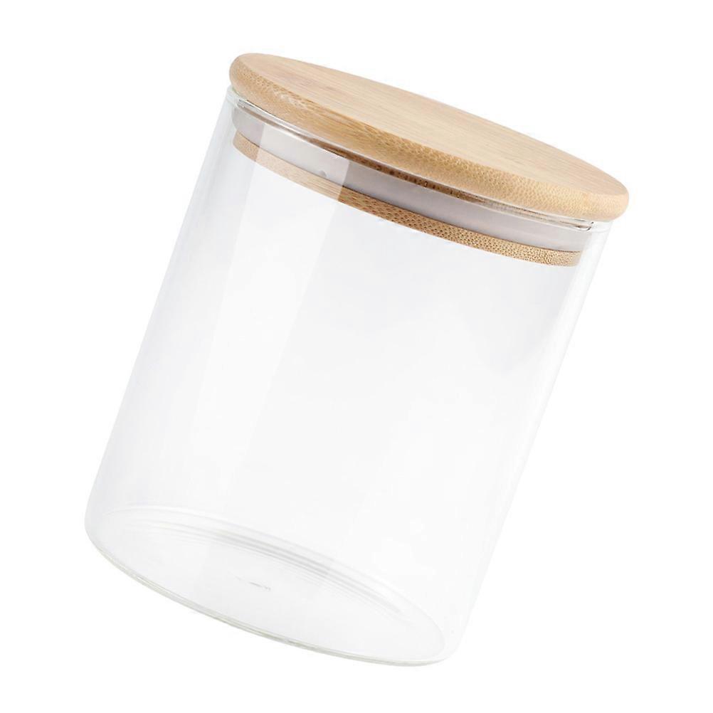 Transparent Glass Jar for Storage Sealed and High Borosilicate Food Container with Bamboo Cover 550ml