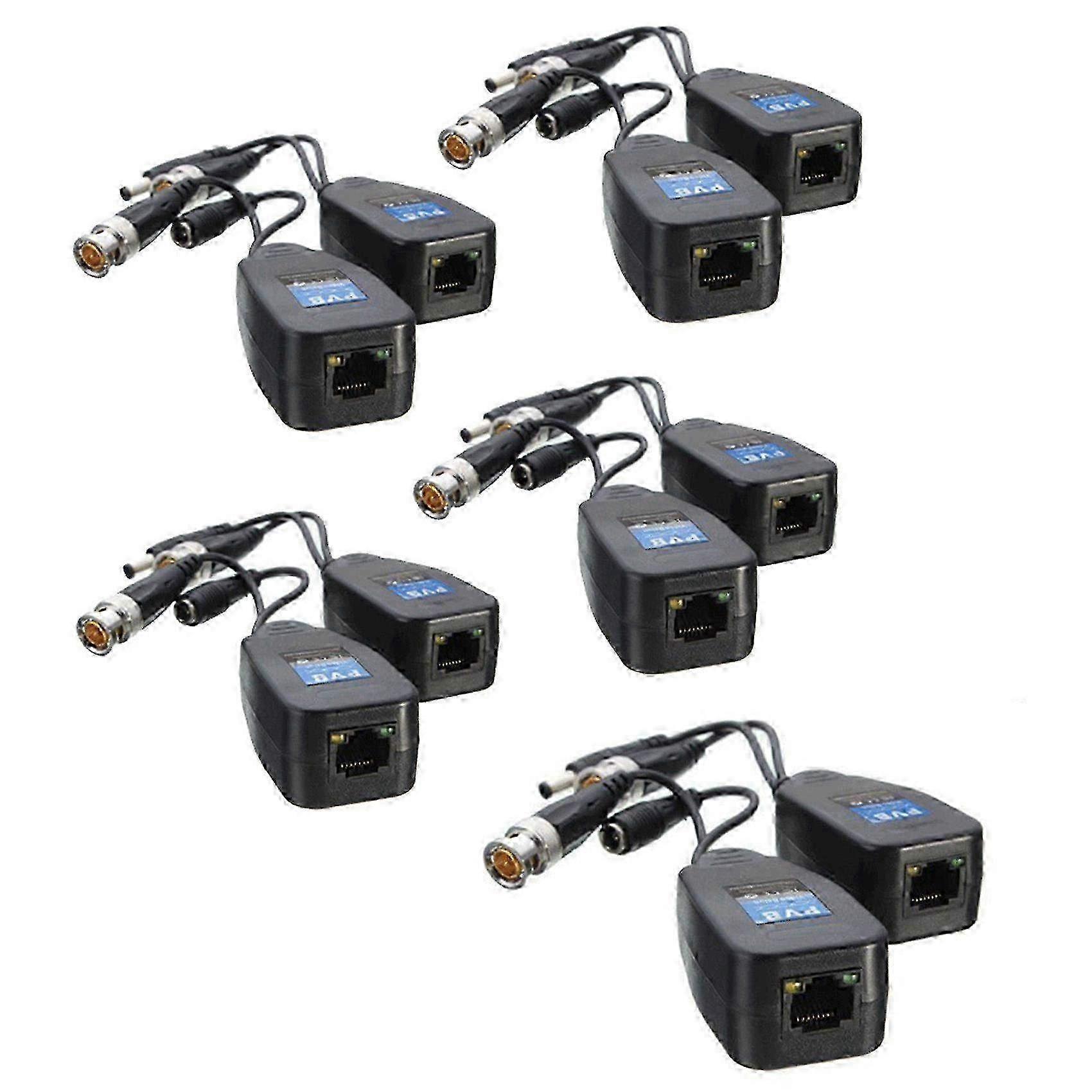 5 Pairs Coax BNC Video Power Balun Transceiver to CAT5E/CAT6 with RJ45 Connector - Analog & HD CCTV Solution
