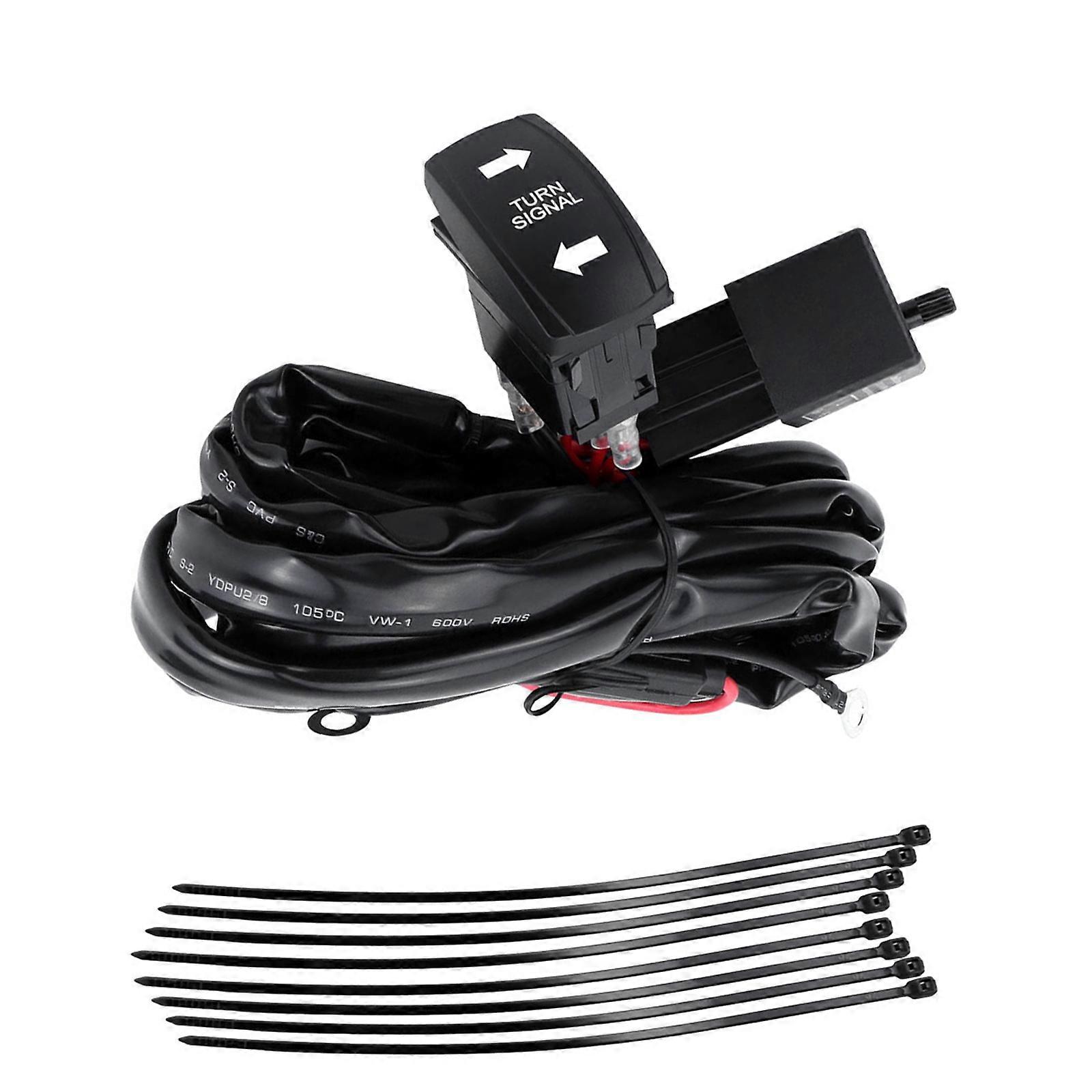 Universal High Capacity 160W UTV ATVs SUV Lighted Whip All In One Wiring Harness Cable Kit for LED Light Bar Work Light Multicolor