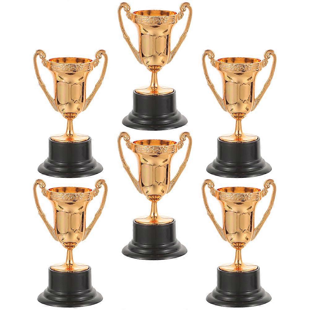 6pcs Plastic Trophies Small Honor Awards for Party Games, Sports Events, and Table Decorations – Simulated Gold and Silver Ornaments