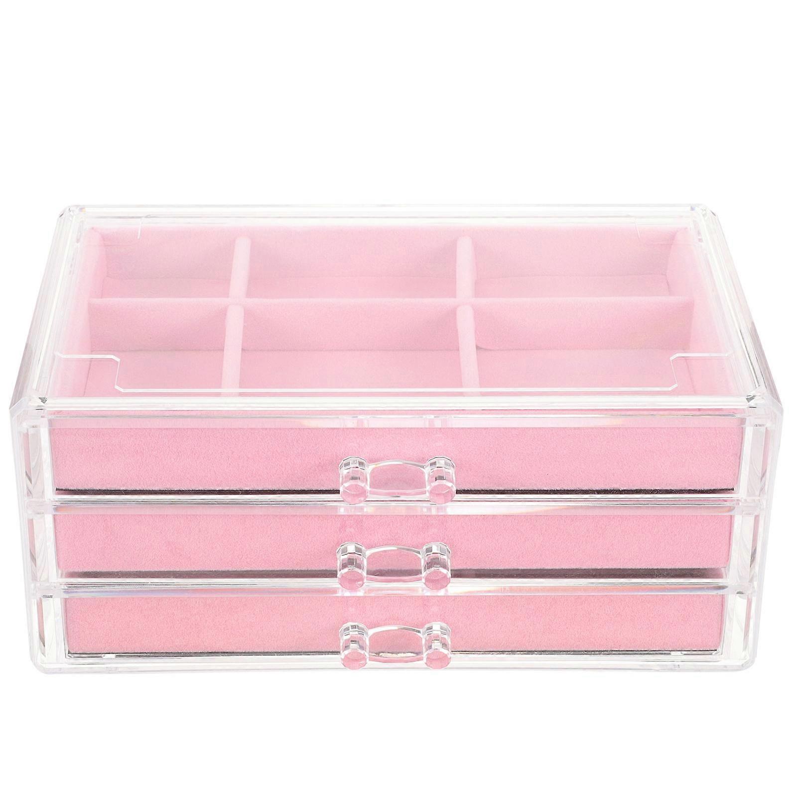 Pink Acrylic Desktop Drawer Organizer for Storage Use Multilayer Cosmetics Jewelry Box