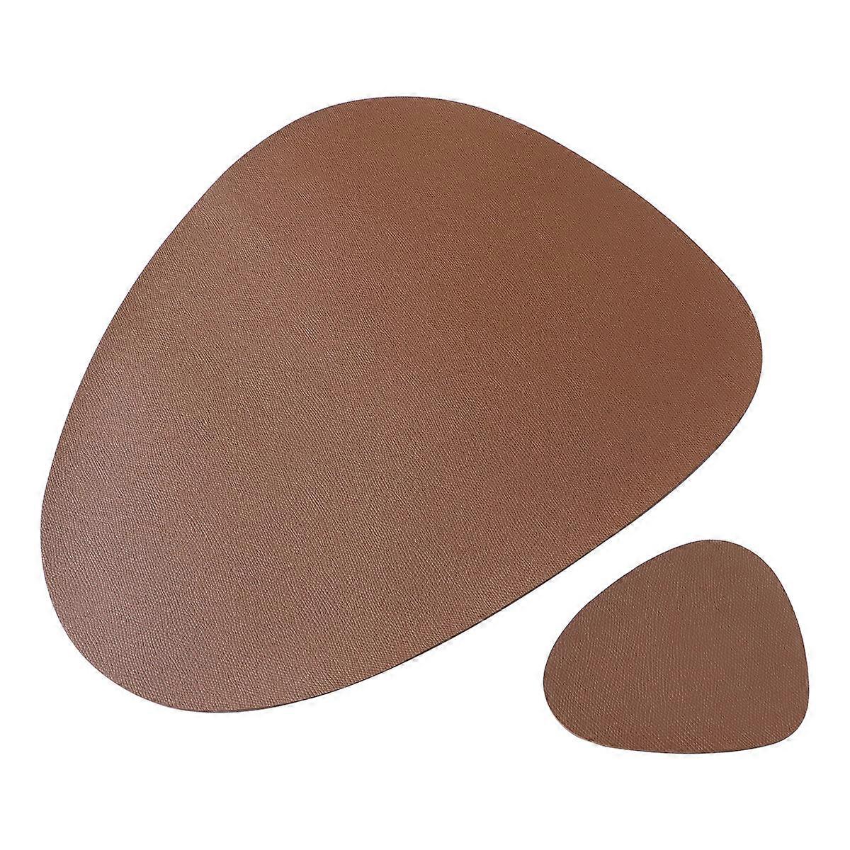 PU Placemats with Heat Insulation and Waterproof Design for Tableware Use Brown 2PCS
