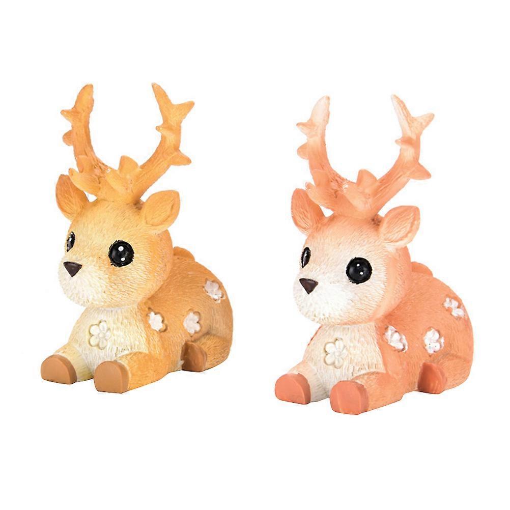 2pcs Baby Deer Models Adorable Animal Decorations Desktop Ornaments Party Favors for Home Shop