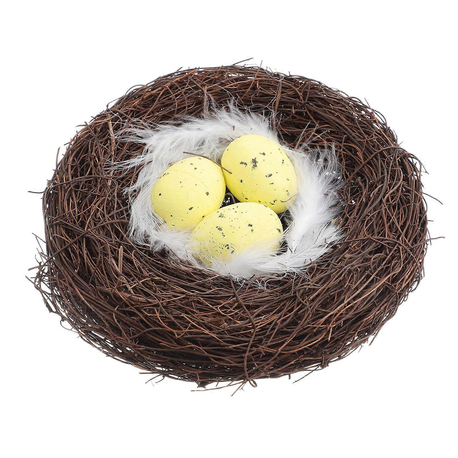 Handmade Rattan Bird Nest with Artificial Egg   Lightweight Miniature Easter Decoration for DIY Crafts, Photo Props, Home and Garden