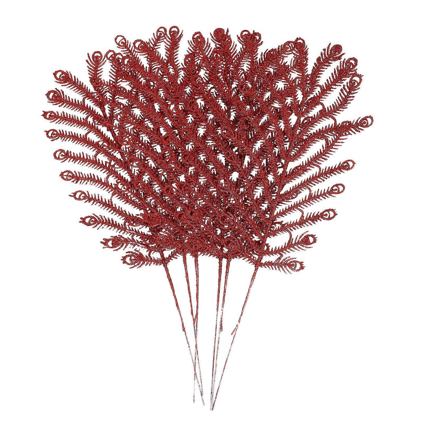 Artificial Decoration For Christmas Gift 6Pcs Simulated Tail DIY Craft 34x12cm Red Multi-Functional Props