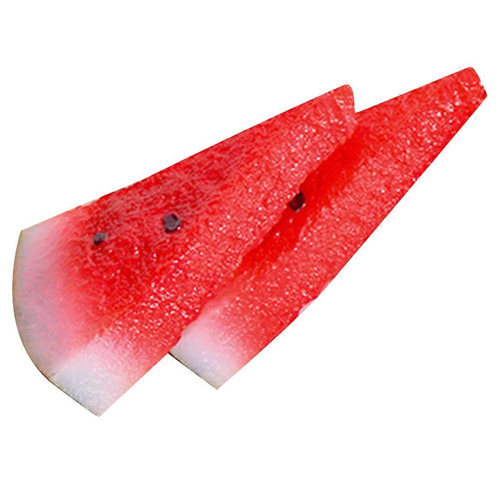 Red Simulation Watermelon Slices Decorative Fruit Model Prop for Home Decor and Party PVC 2pcs