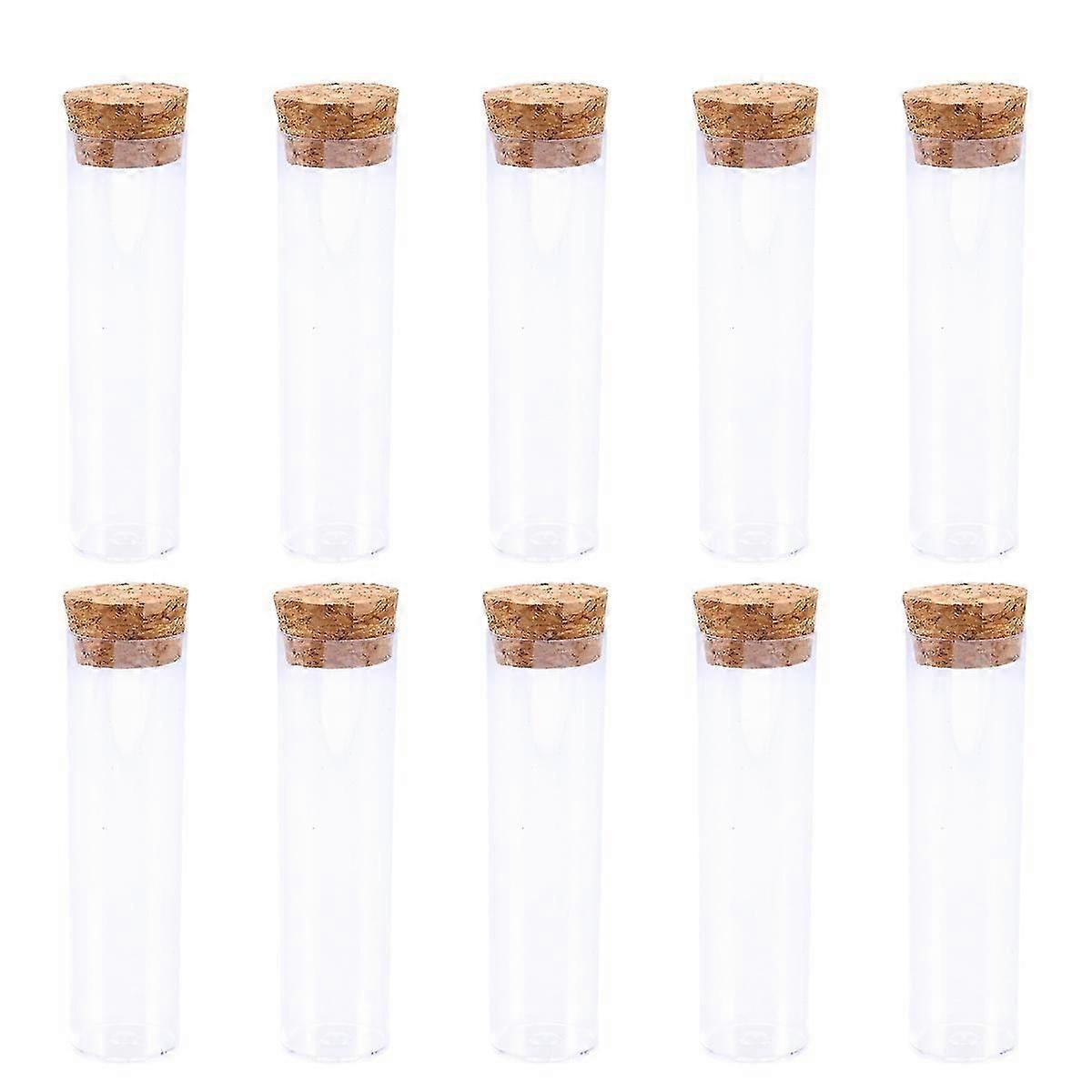 Cork Test Tubes with Lids for Plants Powder Storage Home Use Cylindrical Shape 10Pack