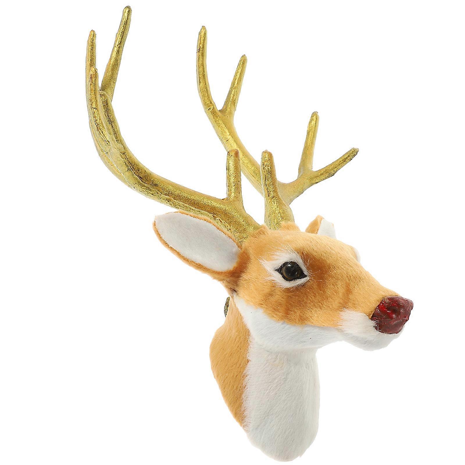 Christmas Wall Decor: Plush Faux Deer Head Wall Mount, Artificial Reindeer Head Sculpture For Christmas Holiday Reindeer Christmas Décor, 9 Inch