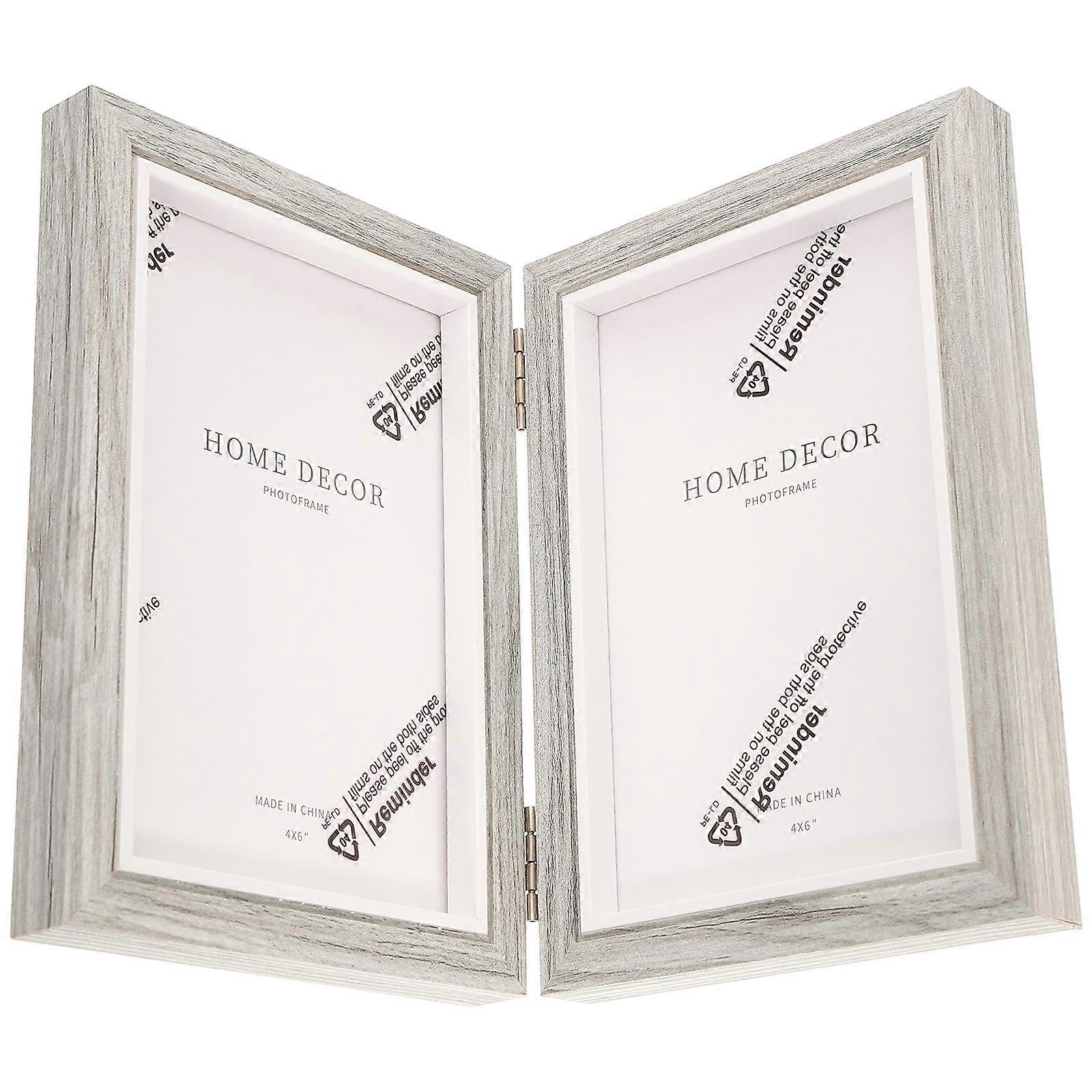 Decorative Picture Frames Dual Display Foldable Wooden Rectangular 1Set