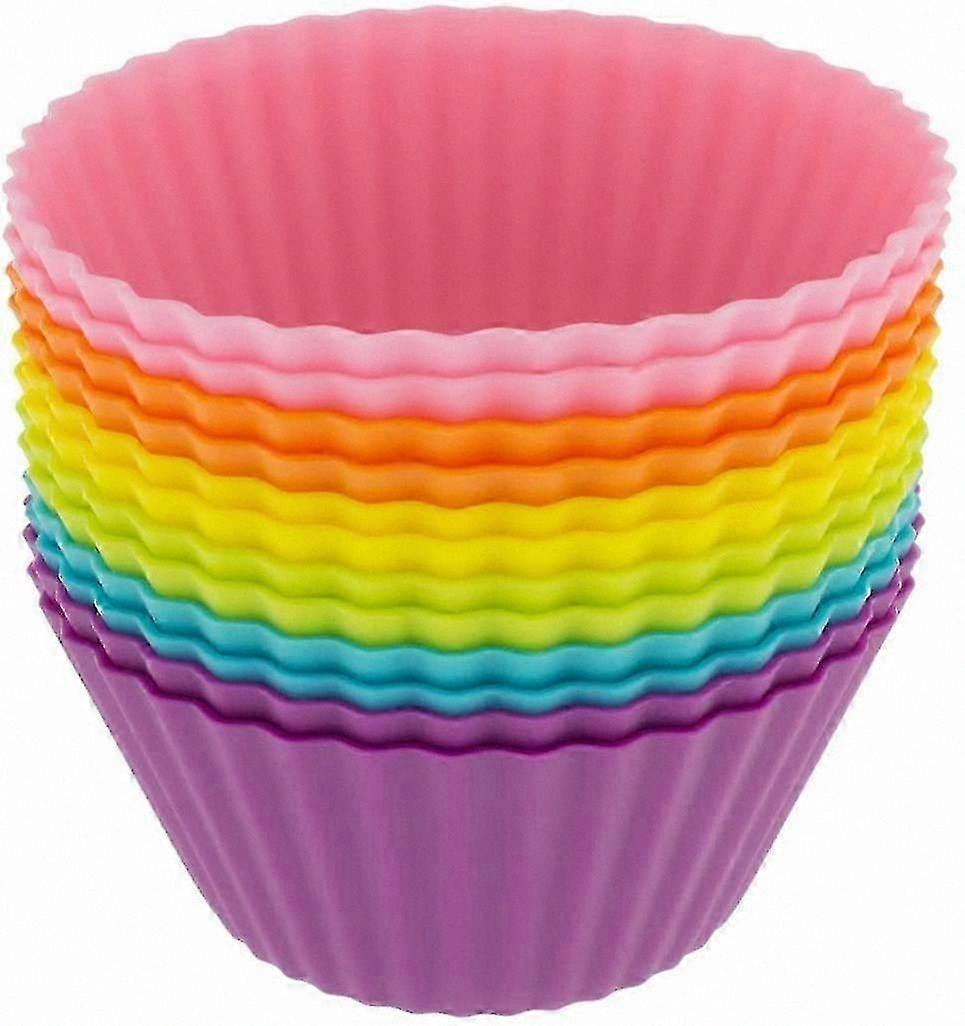 Reusable Silicone Cupcake Liners, 12-Pack, 6 Vibrant Colors