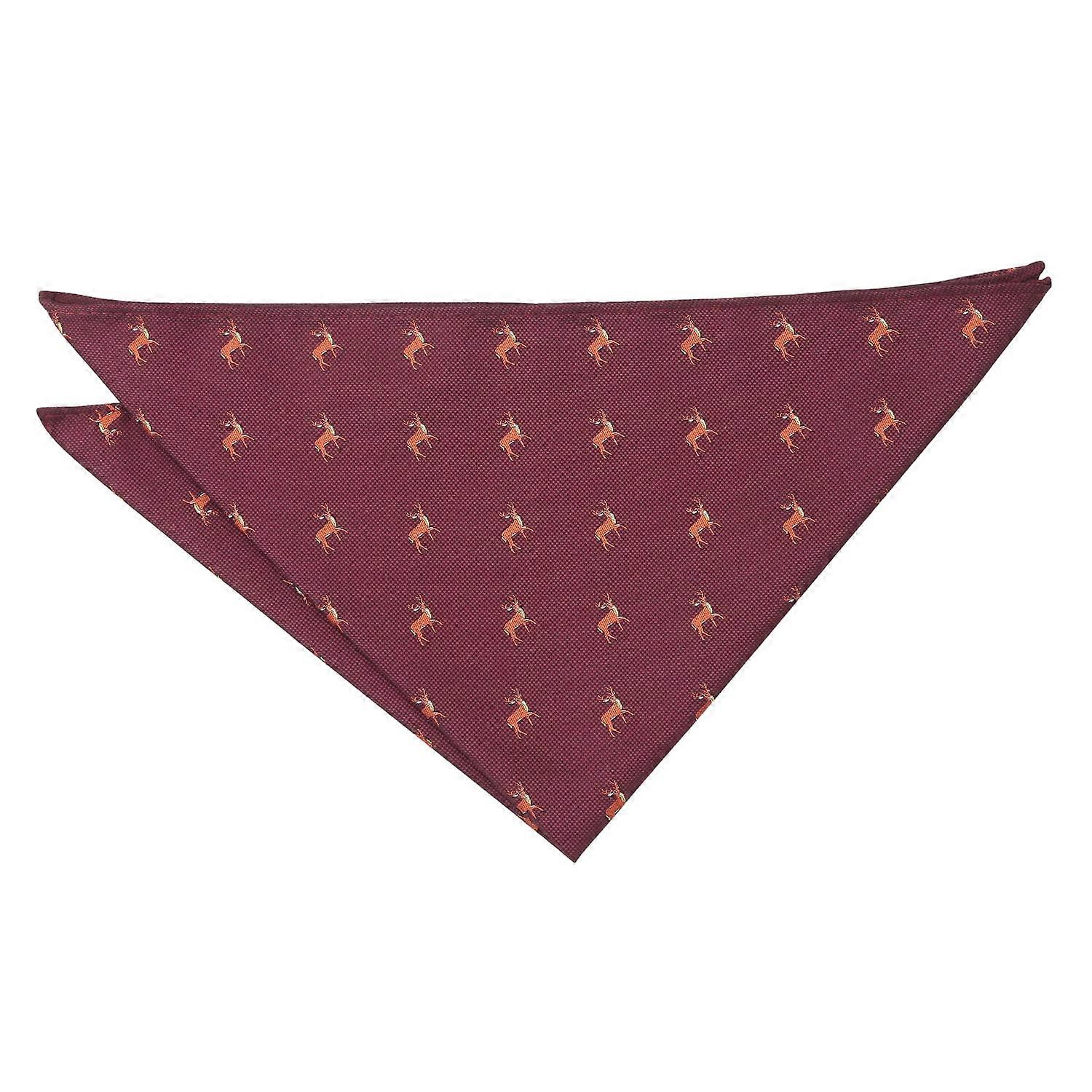 Burgundy Deer Embroidered Pocket Square