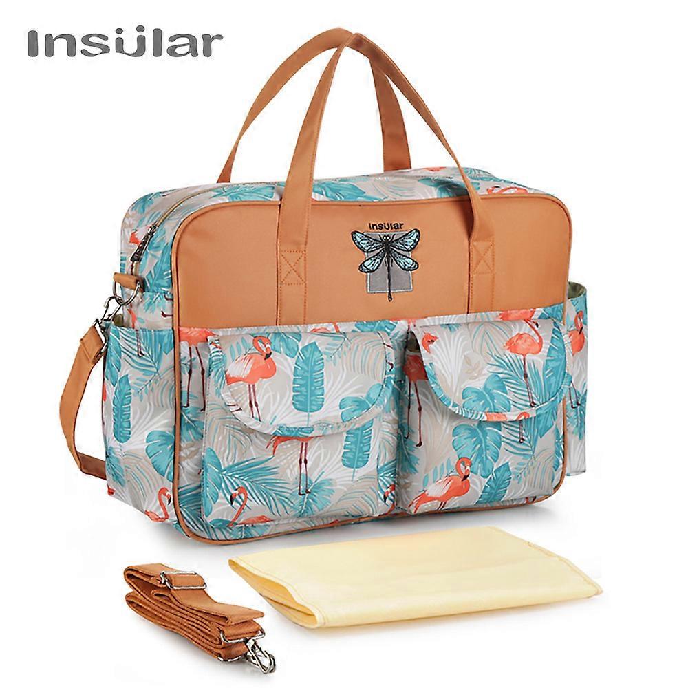 Large Capacity Waterproof Diaper Bag Multi-Function Travel Maternity Shopping Bag New Style - Flamingo -