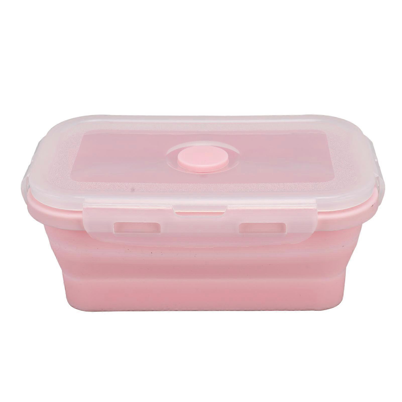 Collapsible Silicone Food Container 500ml Pink Microwave Safe