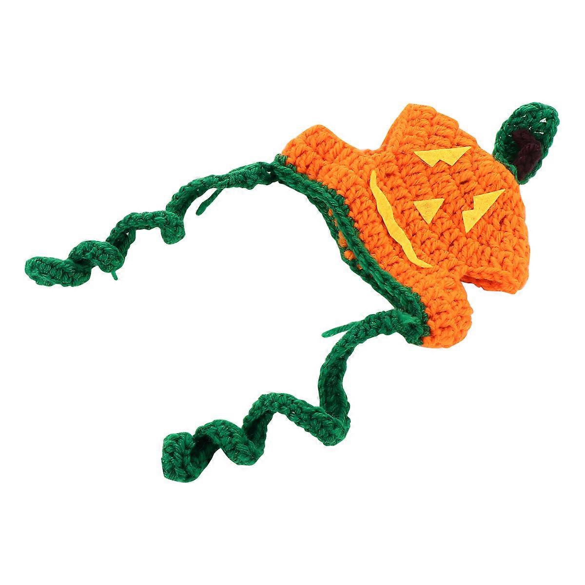 Pet Costume Halloween Hat Pumpkin Hat Pet Clothing Orange L Size Design Reusable 1Pcs