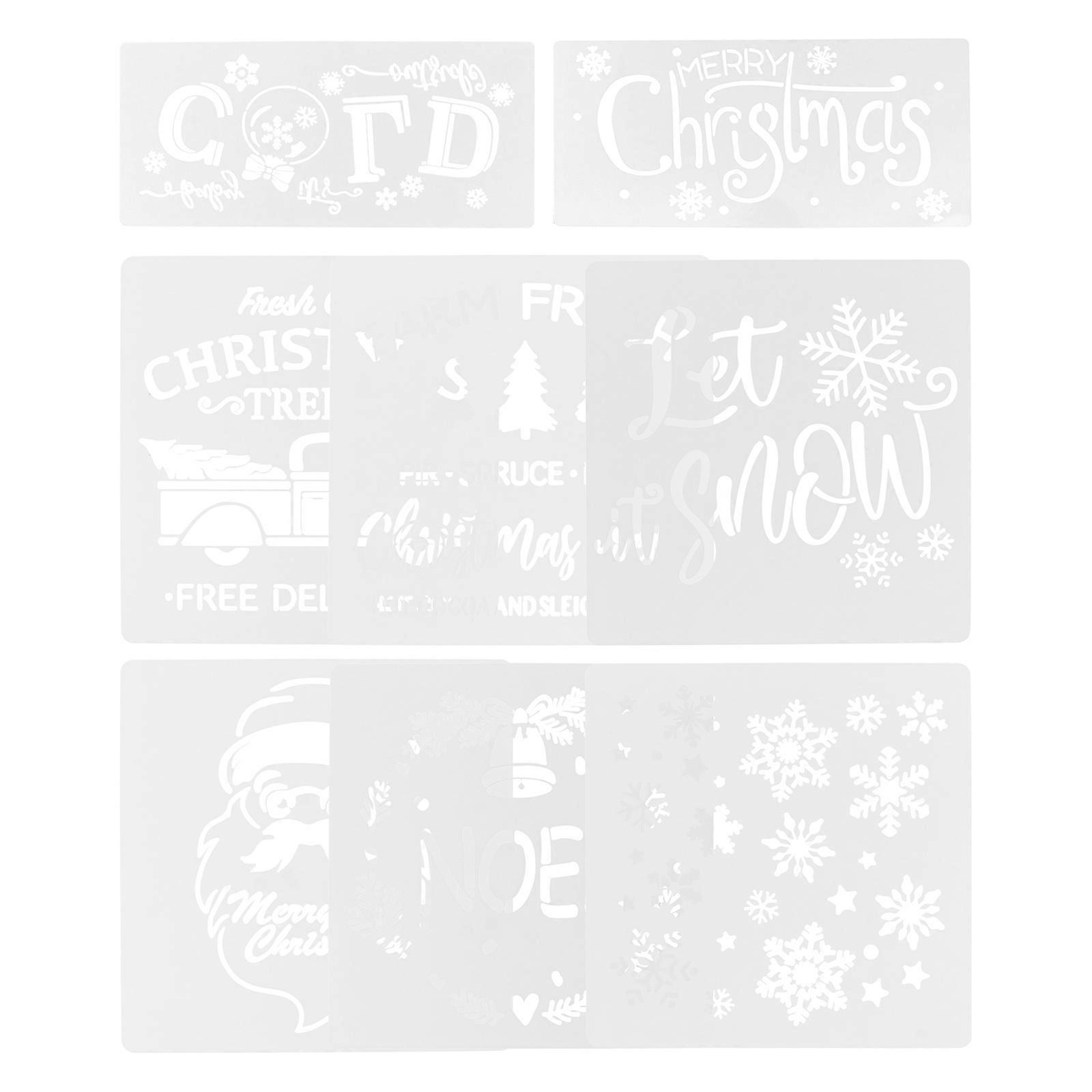 Reusable Stencils For Painting 8 Sheets Retro Designs Christmas Themed DIY Craft Supply For Children Creative Projects