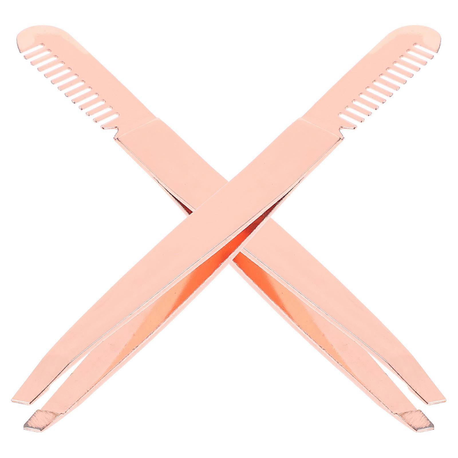 2pcs Eyebrow Tweezers Eyebrow Tools Brow Shaping Tweezers with Comb End for Women