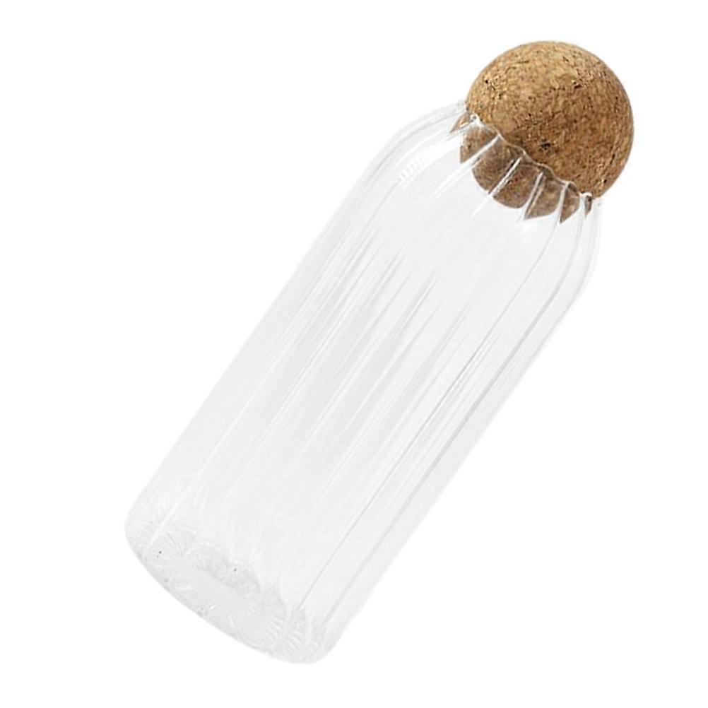 Glass Tea Storage Canister with Round Cork Lid, Transparent Airtight Container for Tea, Candy, Snacks, and Grains, Patterned Design for Kitchen