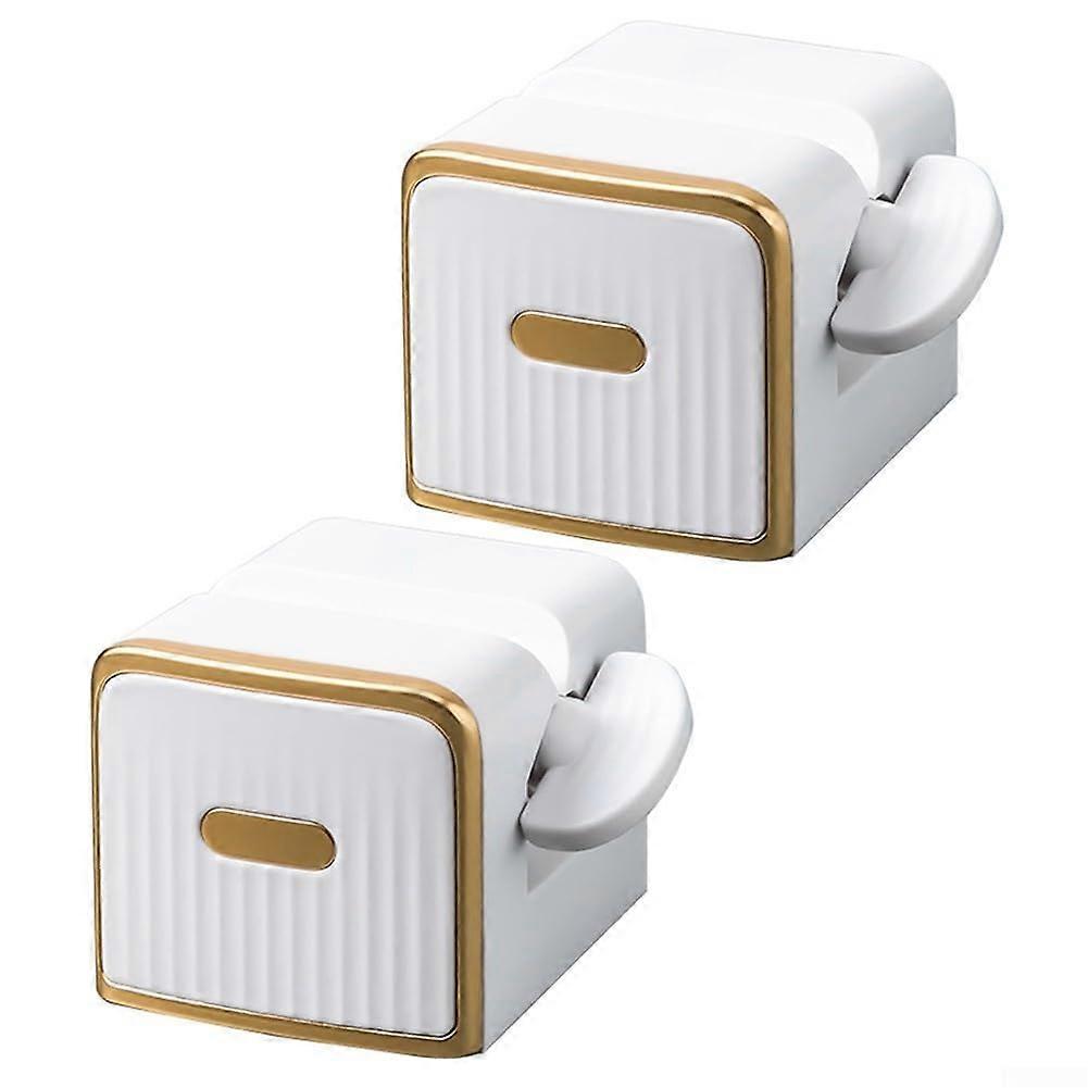 2 x Toothpaste Squeezer Bathroom Simple Stand Dispenser Roll Holder Toothpaste Squeezer Toothpaste Holder Bathroom Organizer (White)